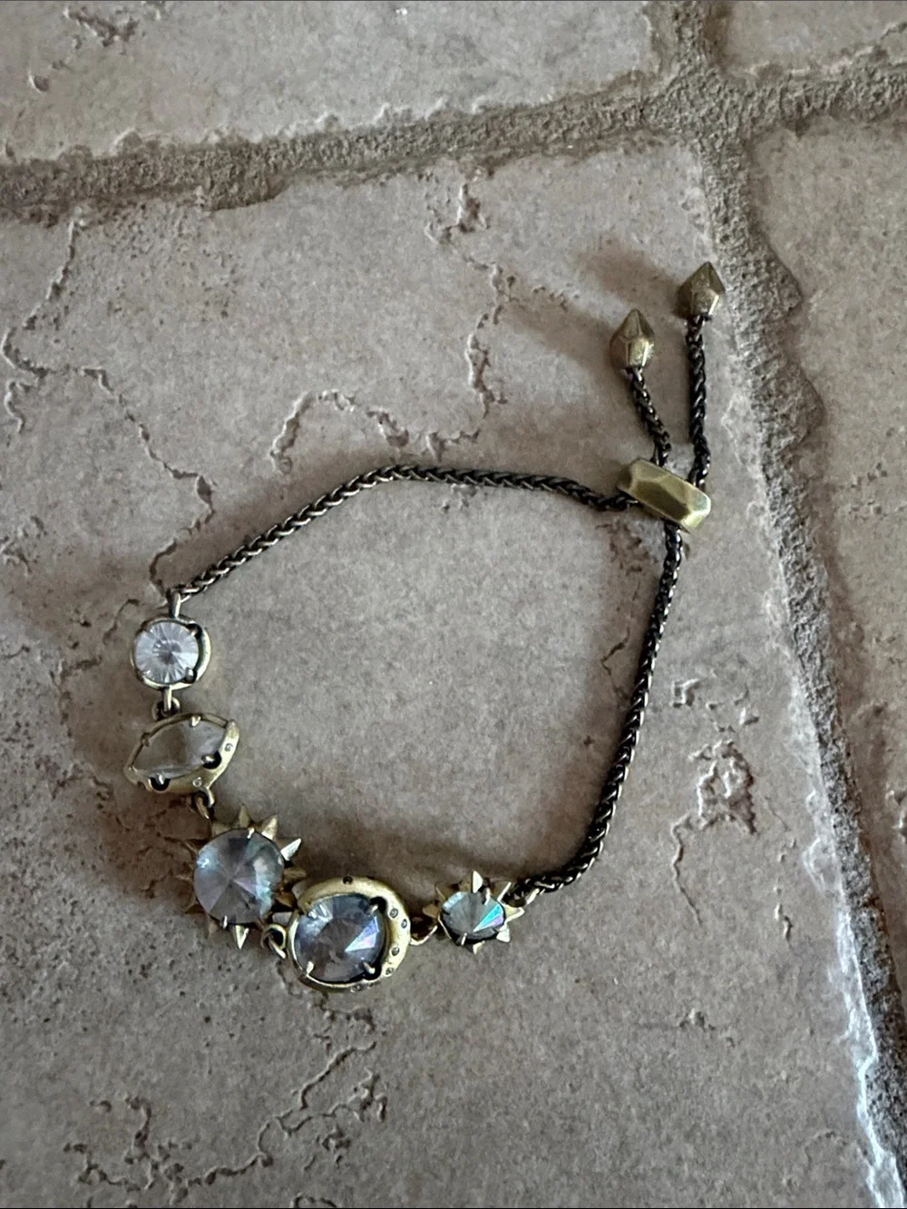 Kendra Scott Adjustable Black and Gold Crystal Bracelet